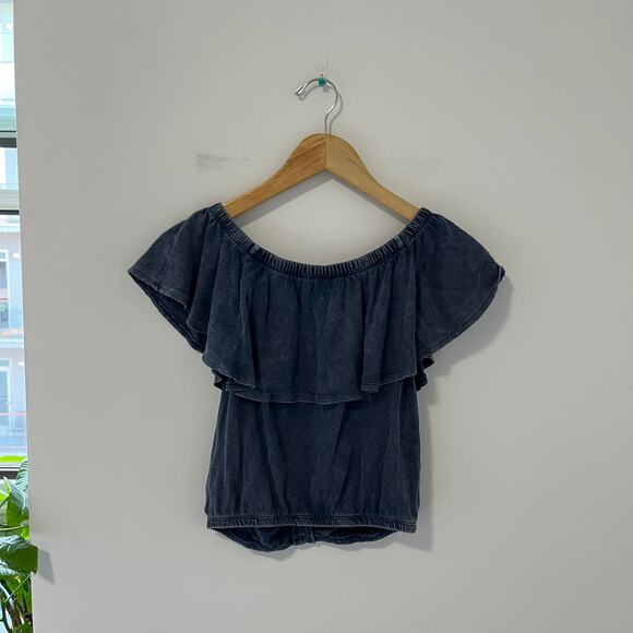 We the Free Blue Off the Shoulder Short Sleeve Top Size XS - Picture 5 of 5